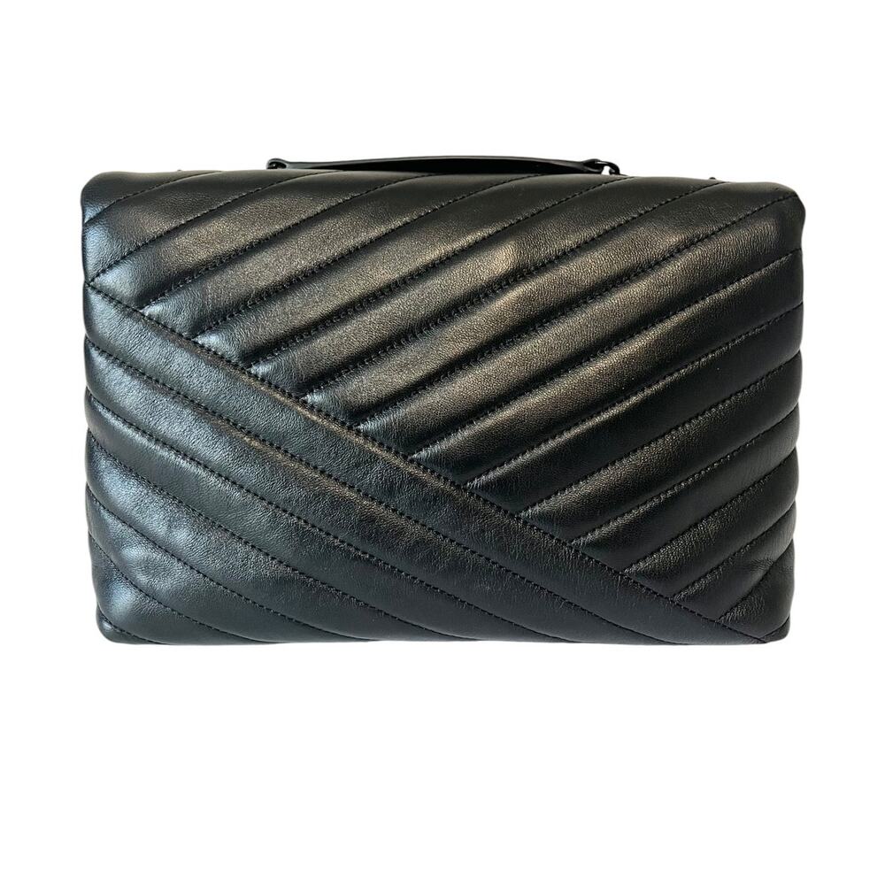 Tory Burch Kira Chevron Powder Coated Leather Quilted Convertible Shoulder Bag - Picture 2 of 12